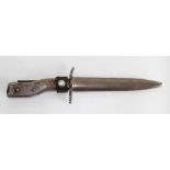 WWI German Demag Crank Handle Trench knife/bayonet. Steel handle and cross guard, 15cm double