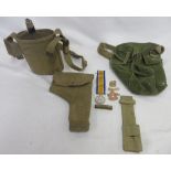 Mixed collection of militaria to incl. British Army water bottle (date faded on strap, likely