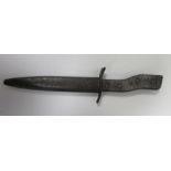 WWI German Demag Crank Handle Trench knife/bayonet. Steel handle and cross guard, 13cm double
