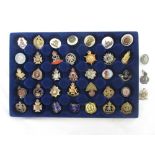 Mixed collection of mostly British military cap badges, pin badges etc, to incl. Emergency
