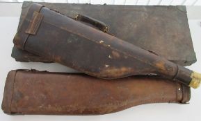 Vintage leather double shotgun case, two 'Leg of Mutton' leather shotgun cases Bradleys shipping £