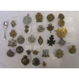 Collection of mostly British military army cap badges, pin badges etc, to incl. Royal Signal