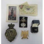 Small collection of military items, 1st Kings Dragoon Guards sweetheart brooch, Duke of Wellington