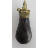 Unusually small Brown leather powder flask, no makers marks or stamps Shipping £33.00 plus vat (UK