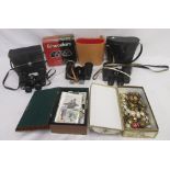 Three pairs of binoculars by various manufacturers incl. Hunter 7x50, Zuiho O.I.C 10x50 (