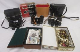 Three pairs of binoculars by various manufacturers incl. Hunter 7x50, Zuiho O.I.C 10x50 (