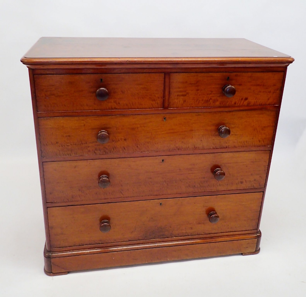 A Victorian mahogany chest of two short and three long drawers, 109cm wide