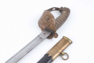 British Pattern 1846 Naval Officers Sword, 29 ins fullered blade, etched fouled anchor and