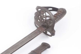 British Pattern 1845 Infantry Officer's sword, 32½ ins fullered and etched blade, ricasso with proof