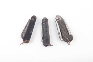 Two Army issue knives, dated 1940 and 1941with broad arrow, and a Jack knife