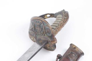 British Pattern 1827 Royal Naval sword, 31 ins unfullered etched blade, the ricasso with proof
