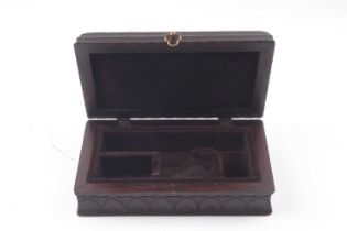 Mahogany pistol case, fitted interior, overall 10 x 6 x 3 ins