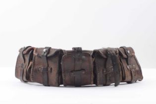 WWI Swedish M1910 5-pouch leather ammunition bandolier