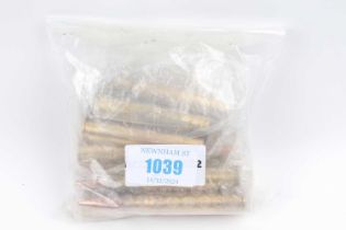 Nine .50 BMG dummy rounds and 5 x once-fired brass cases