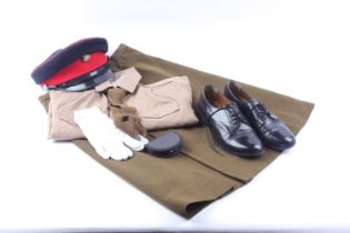 British Army Female No.1 dress cap, No.2 dress skirt (162/92/76), khaki long sleeve shirt (36/96),