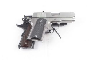 (S37) 6mm BB Tokyo Marui Detonics airsoft pistol, nickel finish, and a 6mm WE Colt 1911 BB pistol,