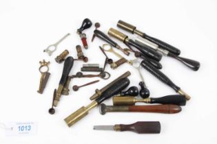 Bag of shotgun tooling and accesories inc. turnscrew, 12 bore Cogswell & Harrison chamber brush,