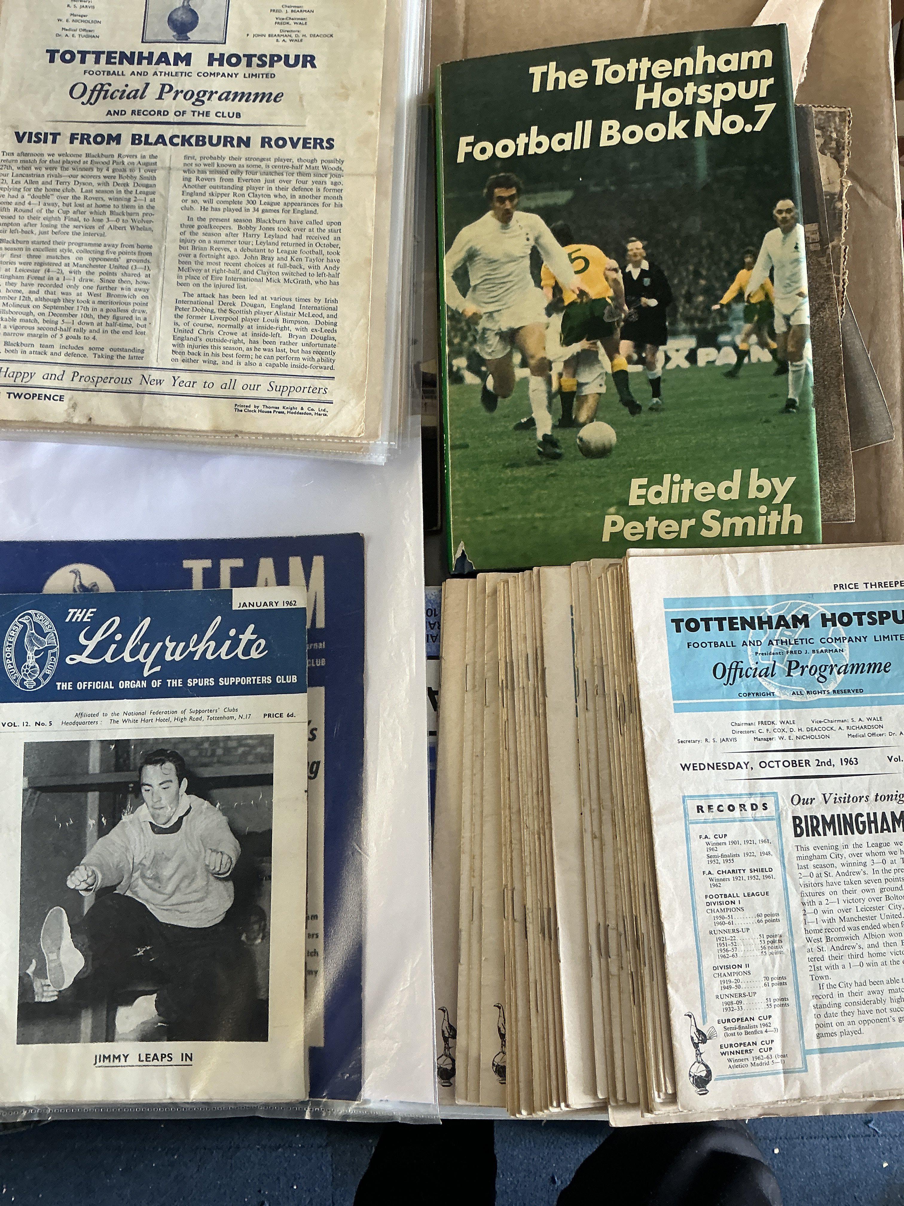 1990 Programme Box Applications Tottenham Football Programme + Memorabilia Box: 12 homes from 60/61 and ...