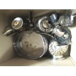 A collection of silver plate including a jugs, tra