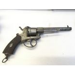 A 19th century pin fire Continental revolver.