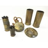 A German Third Reich brass and silver plated ash t