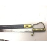 An 1856 British Pioneer sawback bayonet, the blade marked to one side with B 47 with crown above. Wi