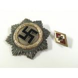 A Third Reich German cross and a Hitler youth hono