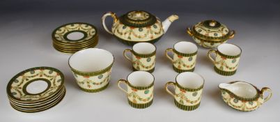 Wedgwood teaware with fluted / lobed and jewelled decoration, approximately twenty two pieces,