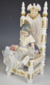 Lladro child figure Naughty Girl Full of Mischief, seated girl with flowers and raised leg, H27cm
