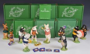 Ten Beswick Pig Promenade band figures including James the triangle player, tallest 12cm