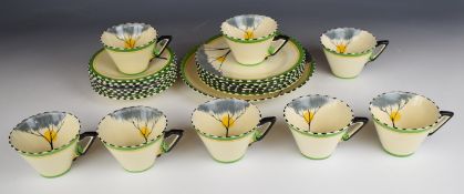 Burleigh Ware Art Deco teaware decorated in the Dawn pattern, approximately twenty two pieces
