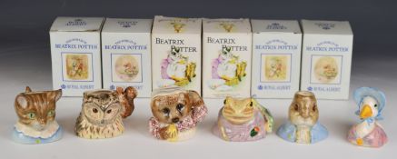 Royal Albert Beatrix Potter set of six character jugs, all boxed