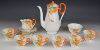 Shelley tea set decorated in the wisteria pattern, with 15-0103 to base, fifteen pieces, tallest