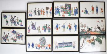 Set of eleven 19th / 20thC Chinese watercolours on rice paper of various court scenes including