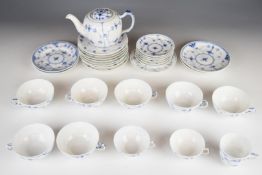 Copenhagen porcelain teaware decorated in the Blue Fluted Plain pattern, approximately twenty nine