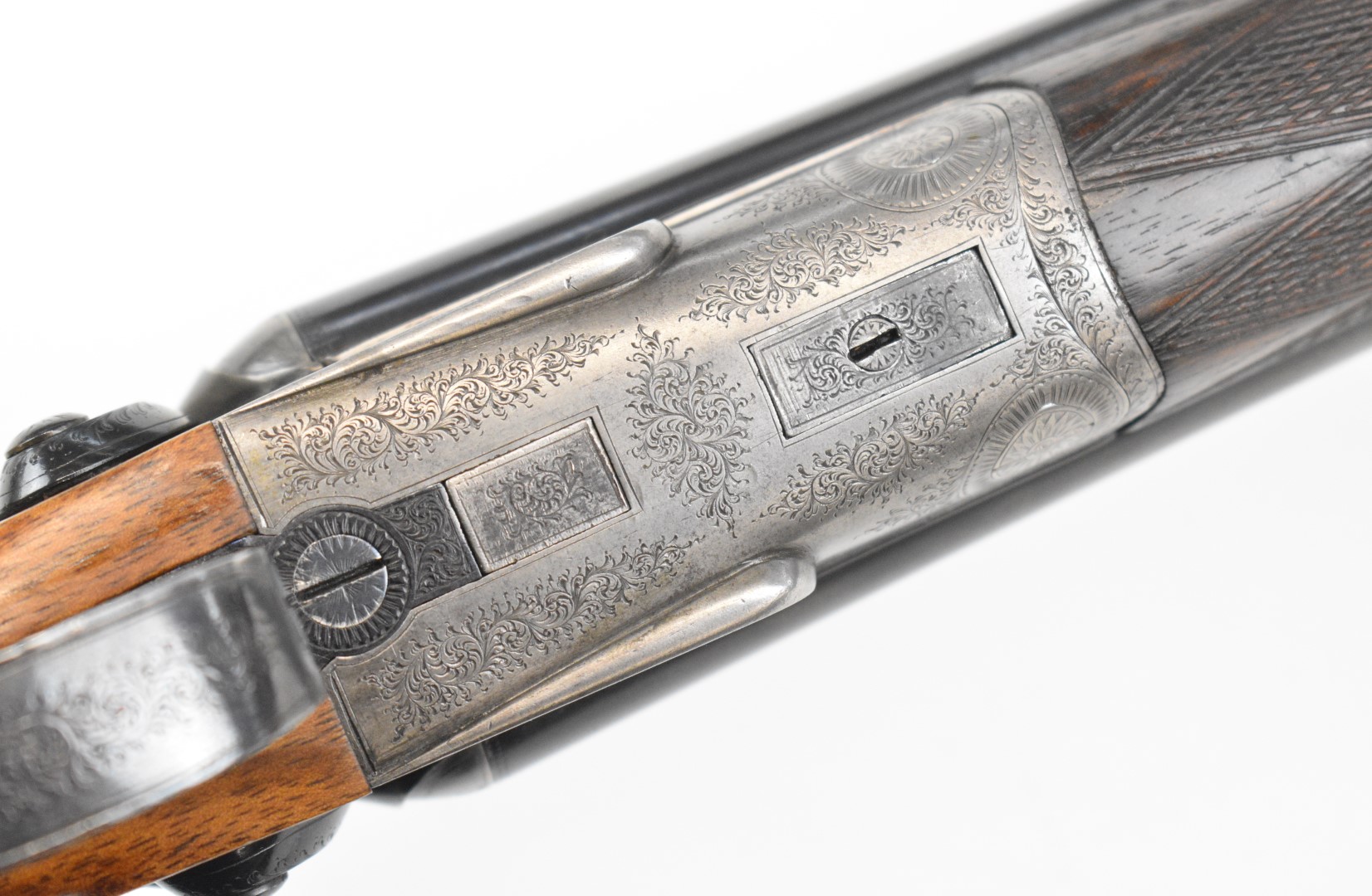 William Evans 28 bore side by side hammer action shotgun with named and engraved locks, engraved - Image 44 of 56