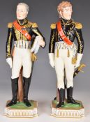 Two Dresden first empire French Marshalls Murat and Mortier, tallest 29cm
