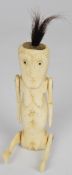 19thC African tribal carved bone fertility figure of a lady with rivetted movable arms and legs,