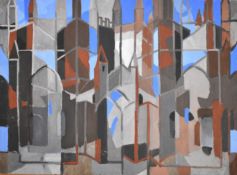 Toby Mulligan (contemporary British, born 1969) oil on canvas abstract architectural study, with