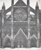 Ken Howard RA OBE (1932-2022) signed limited edition 9/25 etching Westminster Abbey North Door,