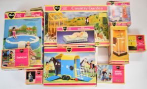 Ten Pedigree playsets, accessories and vehicles to include Swimming Pool, Shower, Barbeque,