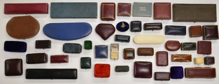 Forty-four antique jewellery and watch boxes including 'E.H.Lawley & Son, Plymouth', 'Joseph