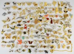 One hundred and fifty brooches in the form of animals including tigers, snake, lizard, dogs,