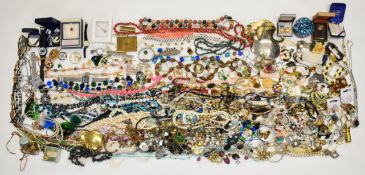 A collection of jewellery including vintage brooches, watches, Citizen Eco-drive, glass pendants,