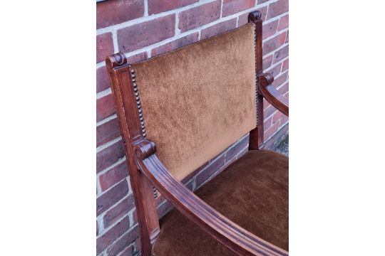 A late Victorian walnut desk chair. - Image 3 of 4