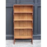 A good Cotswold school oak open bookcase, in the Arts & Crafts style, 126.5cm high x 60.5cm wide.