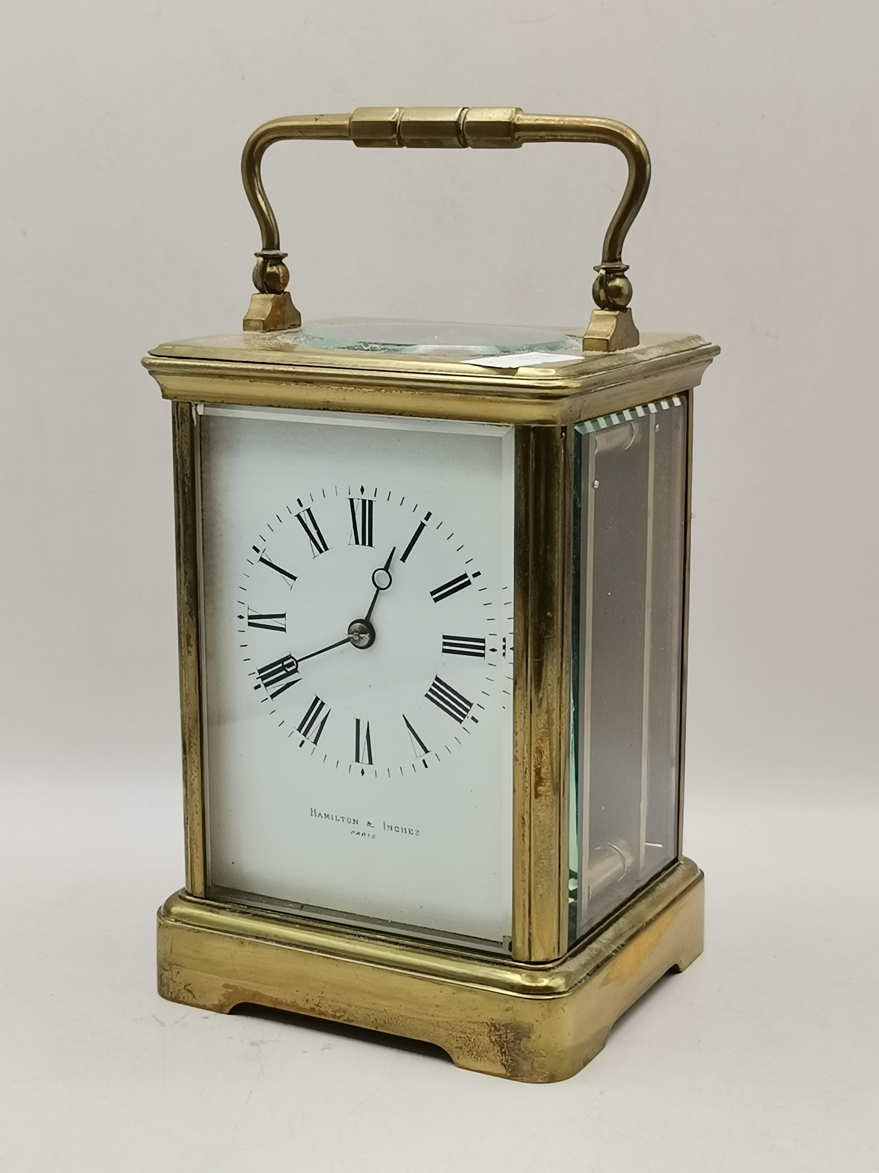 Antique French Brass Carriage Clock makers mark to back E.M & Co with ...