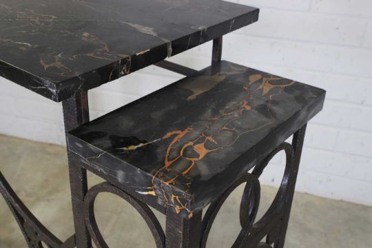 A fer forgé and marble console table, - Image 5 of 9