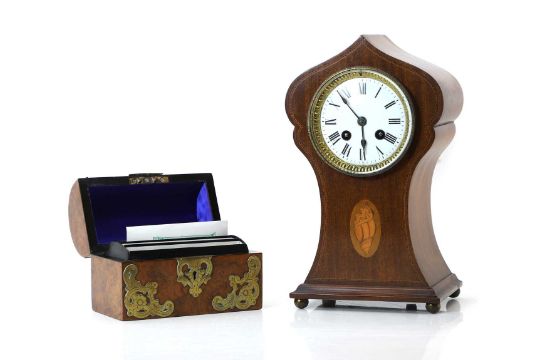 An Edwardian inlaid mahogany mantel clock - Image 2 of 3