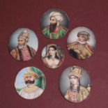 A group of six Indian painted miniatures on ivory,